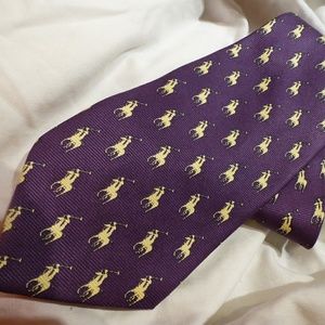 Polo Ralph Lauren purple silk neck tie designer EC